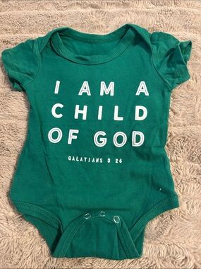 Others Follow Green 'I Am a Child of God' One-Piece Bodysuit